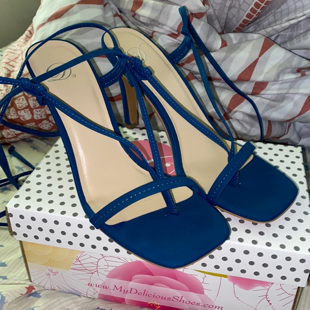 Selling royal blue heels.